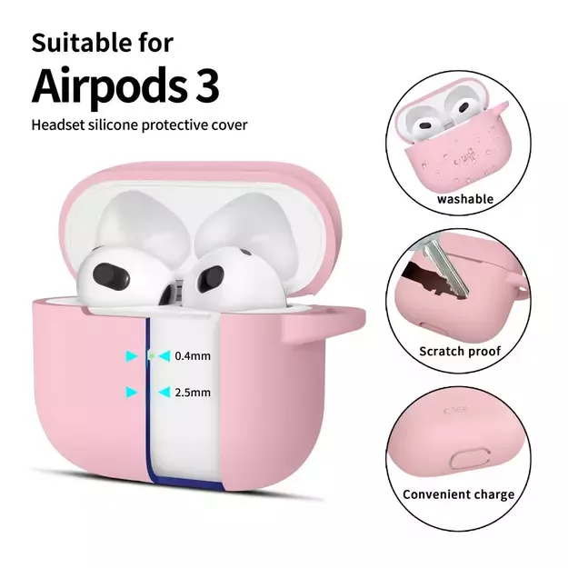 Tech-Protect Silicone Hook Case for Apple AirPods 3 - Pink 7