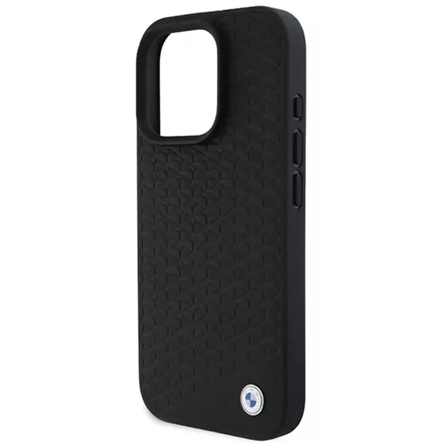 BMW Signature Leather Diamond Metal Logo MagSafe Case for iPhone 16 Pro Max - Black 12