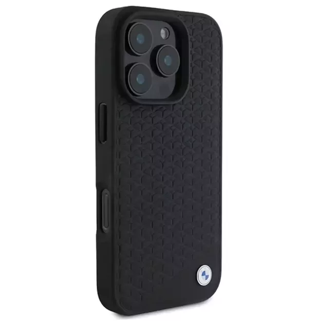 BMW Signature Leather Diamond Metal Logo MagSafe Case for iPhone 16 Pro Max - Black 11