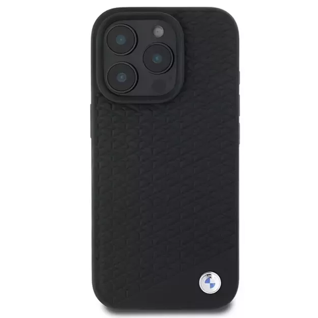 BMW Signature Leather Diamond Metal Logo MagSafe Case for iPhone 16 Pro Max - Black 10