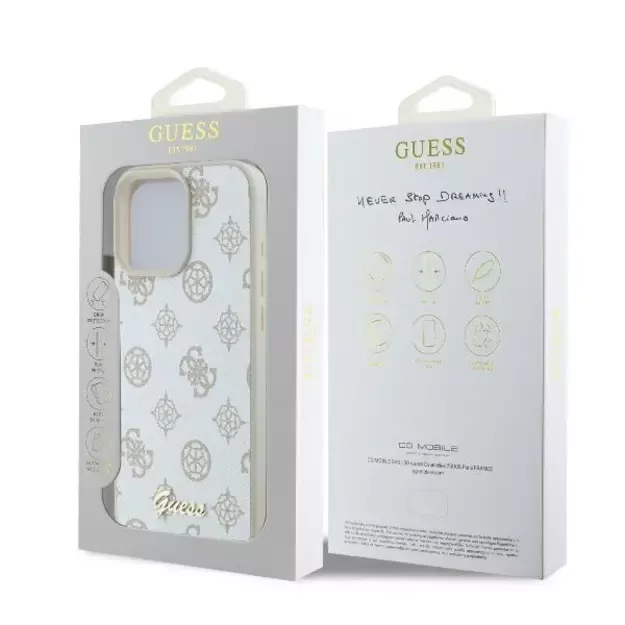 Guess Peony Script Logo MagSafe iPhone 16 Pro Case - White 14