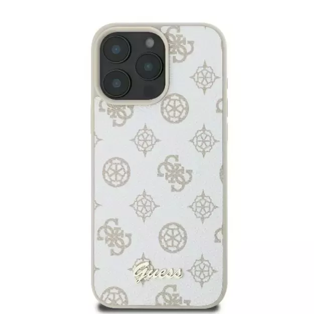 Guess Peony Script Logo MagSafe iPhone 16 Pro Case - White 9