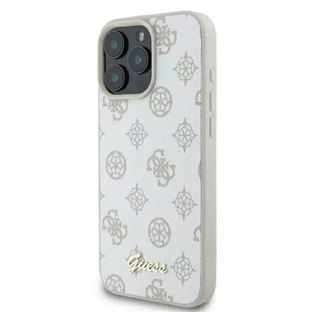 Guess Peony Script Logo MagSafe iPhone 16 Pro Case - White 8