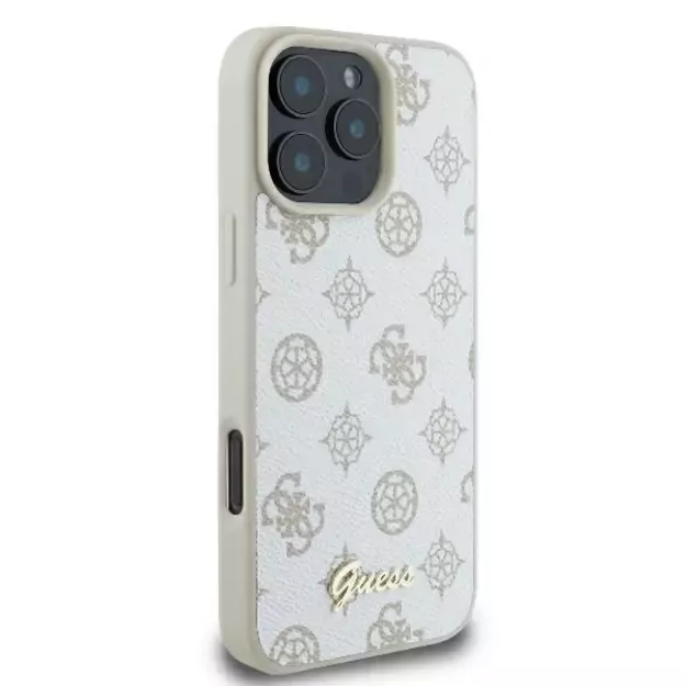Guess Peony Script Logo MagSafe iPhone 16 Pro Case - White 10