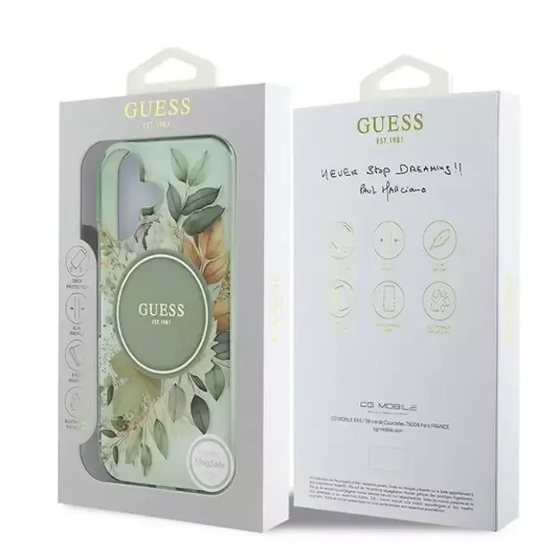 Guess IML Flower &amp  Tonal Circle MagSafe case for iPhone 16 Plus - green 7