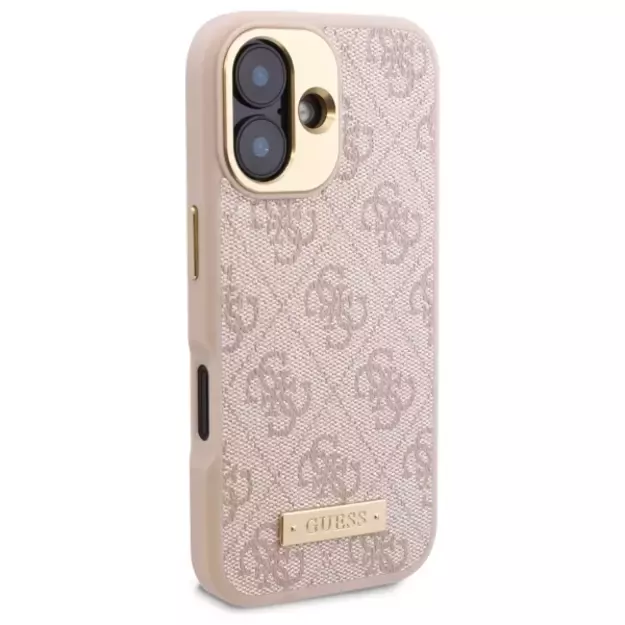 Guess 4G Logo Plate MagSafe iPhone 16 Case - Pink 10