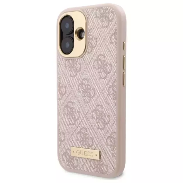 Guess 4G Logo Plate MagSafe iPhone 16 Case - Pink 8