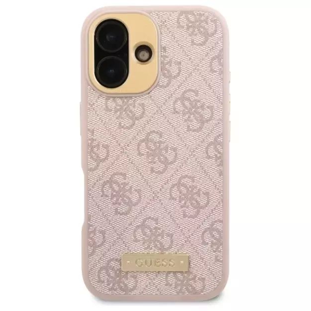 Guess 4G Logo Plate MagSafe iPhone 16 Case - Pink 9