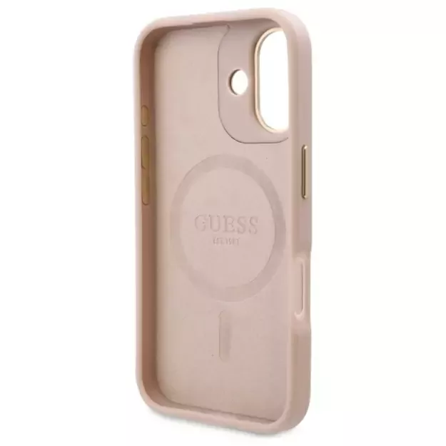Guess 4G Logo Plate MagSafe iPhone 16 Case - Pink 13