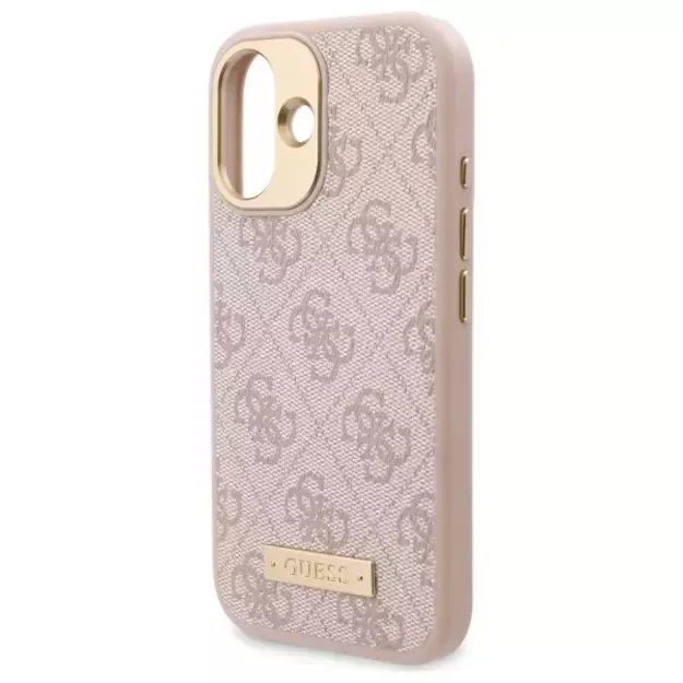 Guess 4G Logo Plate MagSafe iPhone 16 Case - Pink 12