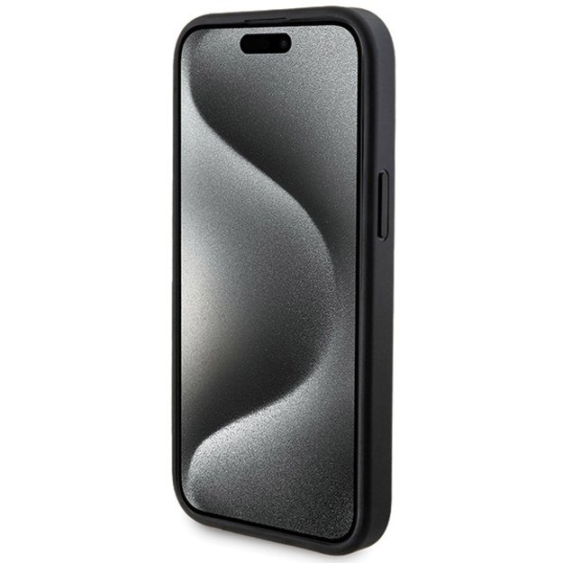 Guess 4G Metal Logo case set for iPhone 15 + 5000mAh MagSafe power bank - black 4