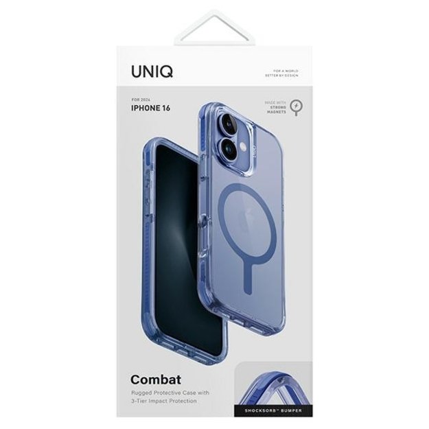 Uniq Combat iPhone 16 6.1&quot  case Magclick Charging blue/pearl blue 3
