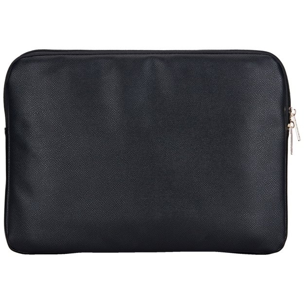 Guess Sleeve Grained Zipper Pocket Triangle Logo 14&quot  Laptop Bag - Black 1