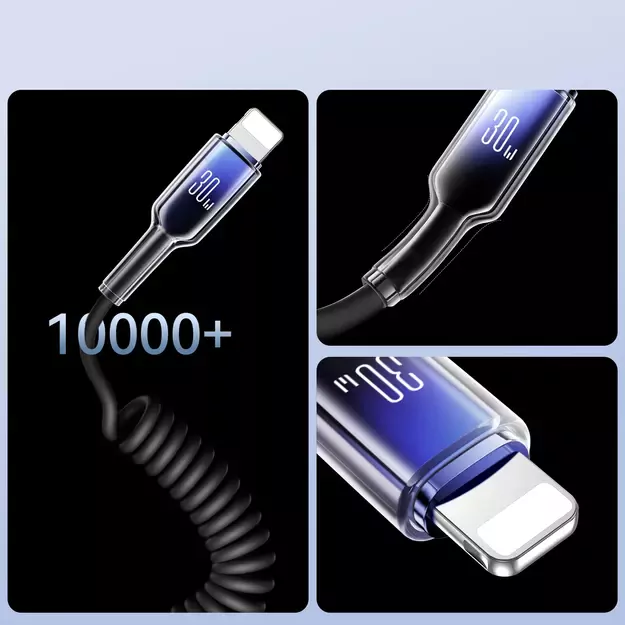 Joyroom S-A43 Crystal-Clear Series 30W USB-C - Lightning spiral cable 1.5m - black 6