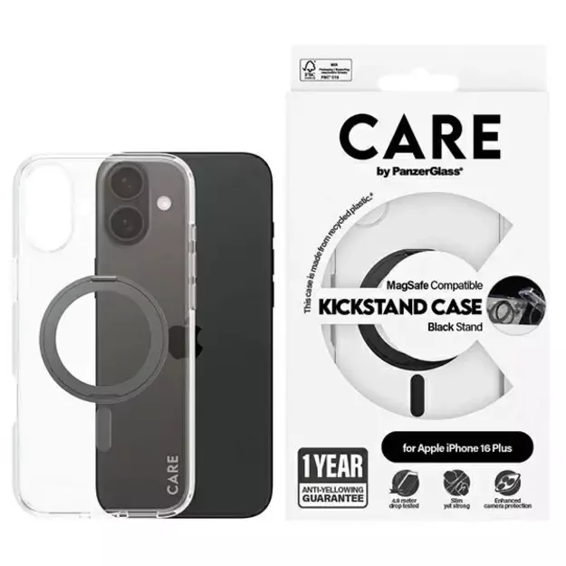 CARE by PanzerGlass Feature Kickstand Case iPhone 16 Plus 6.7&quot  black/black MagSafe 1323