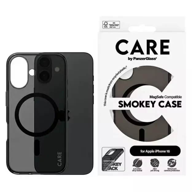 CARE by PanzerGlass Flagship Case iPhone 16 6.1&quot  smoke/smokey MagSafe 1349