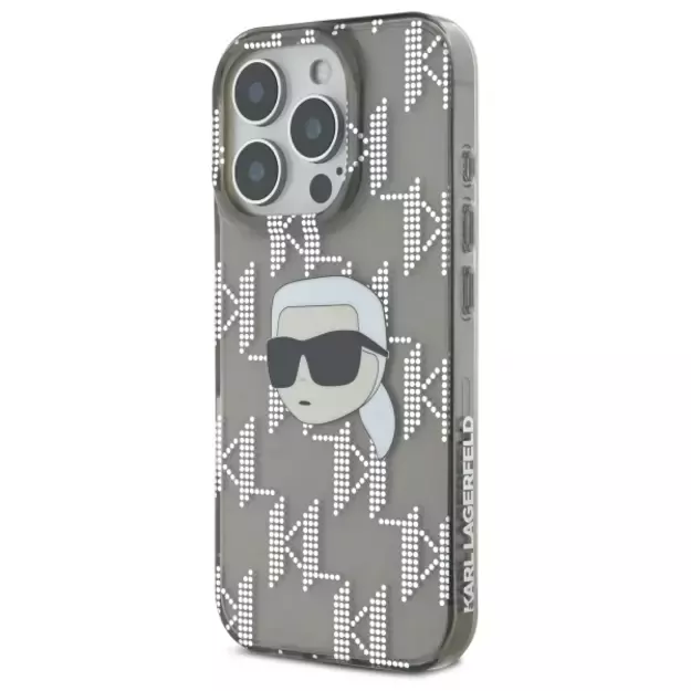Karl Lagerfeld IML Karl Head Electroplated iPhone 16 Pro Case - Black 1