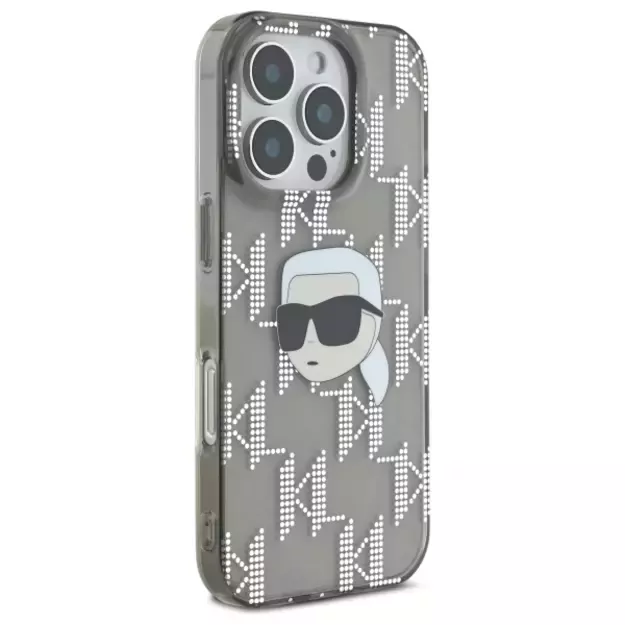 Karl Lagerfeld IML Karl Head Electroplated iPhone 16 Pro Case - Black 3