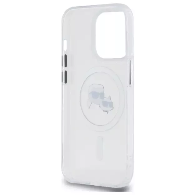 Karl Lagerfeld IML Metal Karl &amp  Choupette Head MagSafe Case for iPhone 14 Pro Max - White 7