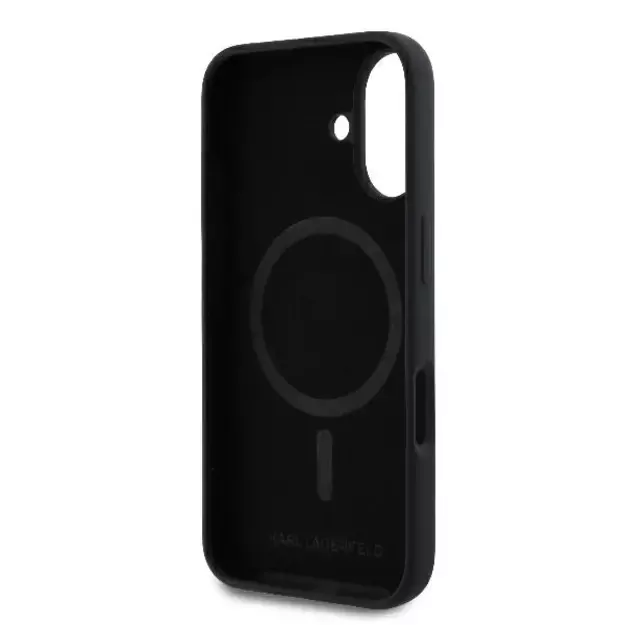 Karl Lagerfeld Silicone Karl&amp Choupette Heads Ring MagSafe Case for iPhone 16 Plus - Black 6