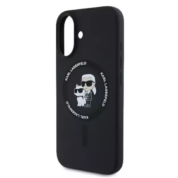 Karl Lagerfeld Silicone Karl&amp Choupette Heads Ring MagSafe Case for iPhone 16 Plus - Black 5