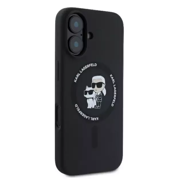 Karl Lagerfeld Silicone Karl&amp Choupette Heads Ring MagSafe Case for iPhone 16 Plus - Black 3