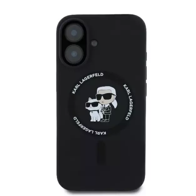 Karl Lagerfeld Silicone Karl&amp Choupette Heads Ring MagSafe Case for iPhone 16 Plus - Black 2