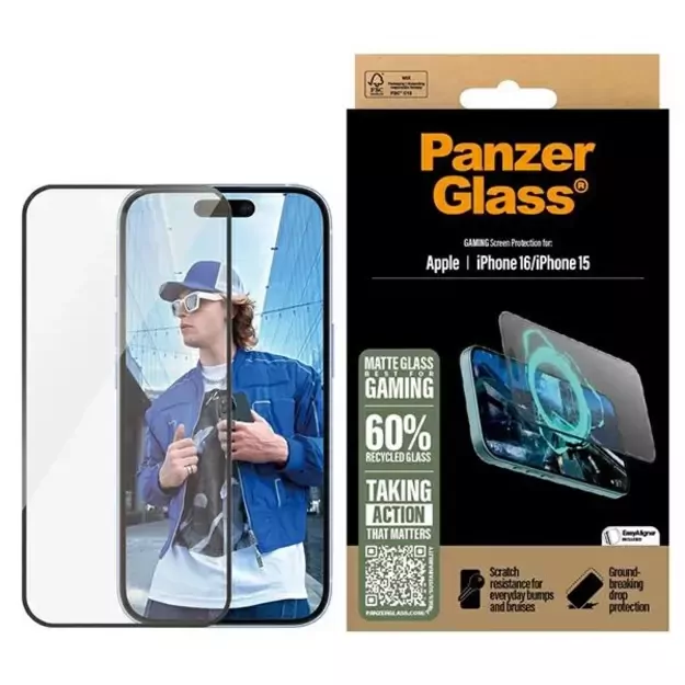 PanzerGlass Gaming Screen Protector iPhone 16 6.1&quot  Ultra-Wide Fit 2857