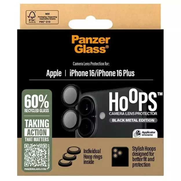 PanzerGlass Hoops Black Lens Protector iPhone 16 6.1&quot  / 16 Plus 6.7&quot  1283 2