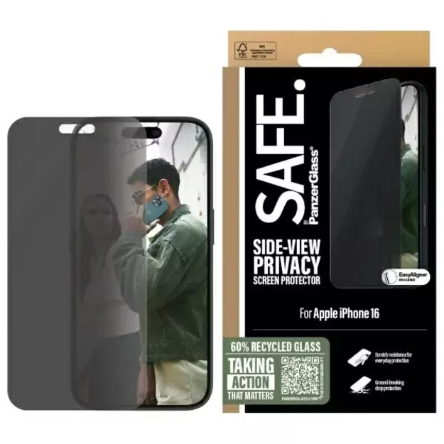 SAFE by PanzerGlass iPhone 16 6.1&quot  Privacy Screen Protector Ultra-Wide Fit SAFEP95875