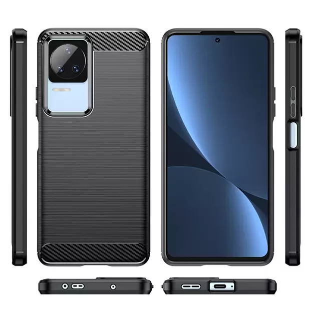 Carbon Case for Xiaomi Poco F4 5G flexible silicone carbon cover black 23