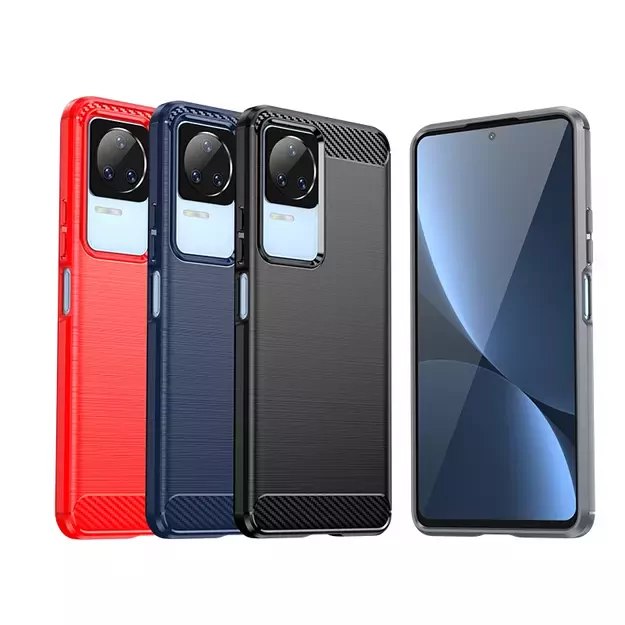 Carbon Case for Xiaomi Poco F4 5G flexible silicone carbon cover black 26
