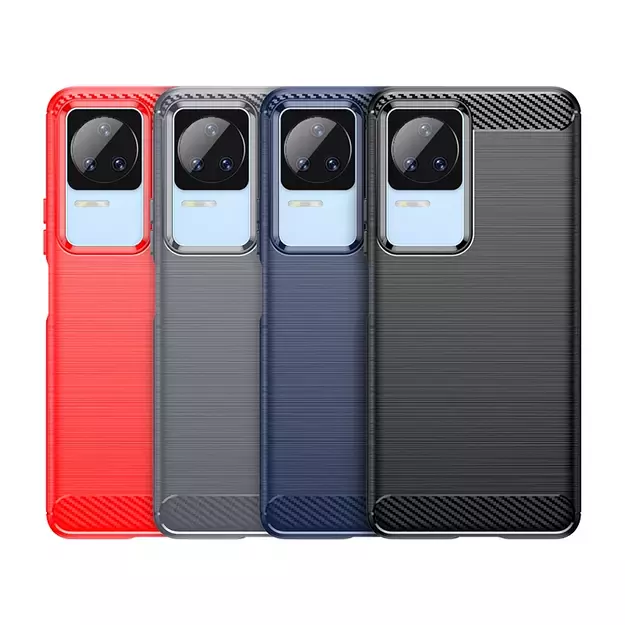 Carbon Case for Xiaomi Poco F4 5G flexible silicone carbon cover black 3
