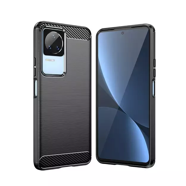 Carbon Case for Xiaomi Poco F4 5G flexible silicone carbon cover black 25