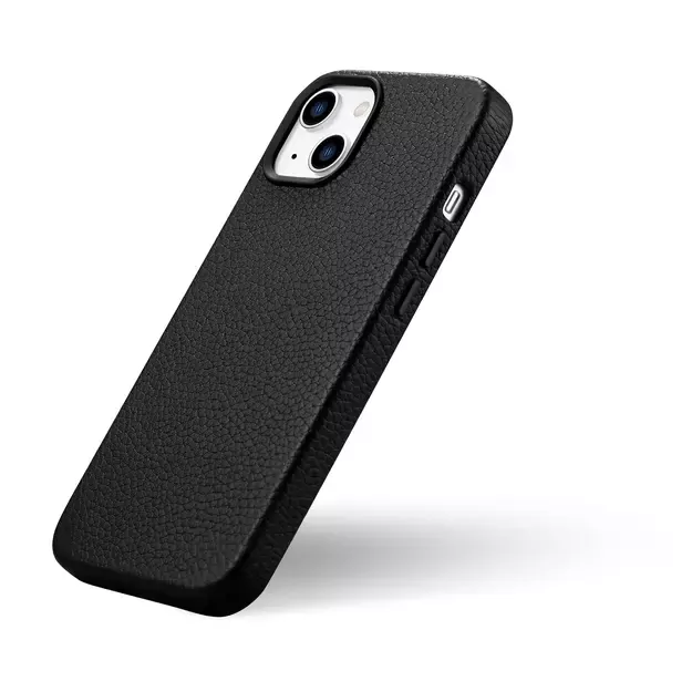 iCarer Litchi Premium Leather Case iPhone 14 Plus Magnetic Leather Case with MagSafe Black (WMI14220711-BK) 14