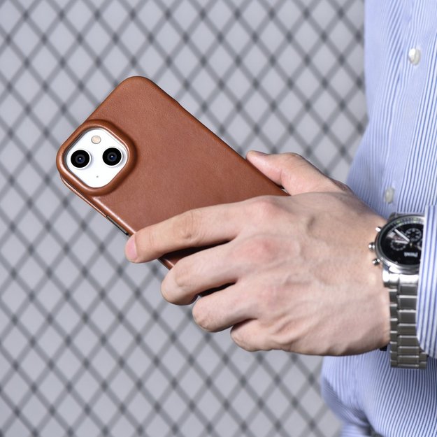 iCarer CE Oil Wax Premium Leather Folio Case iPhone 14 Plus magnetic flip case MagSafe brown (AKI14220707-BN) 28