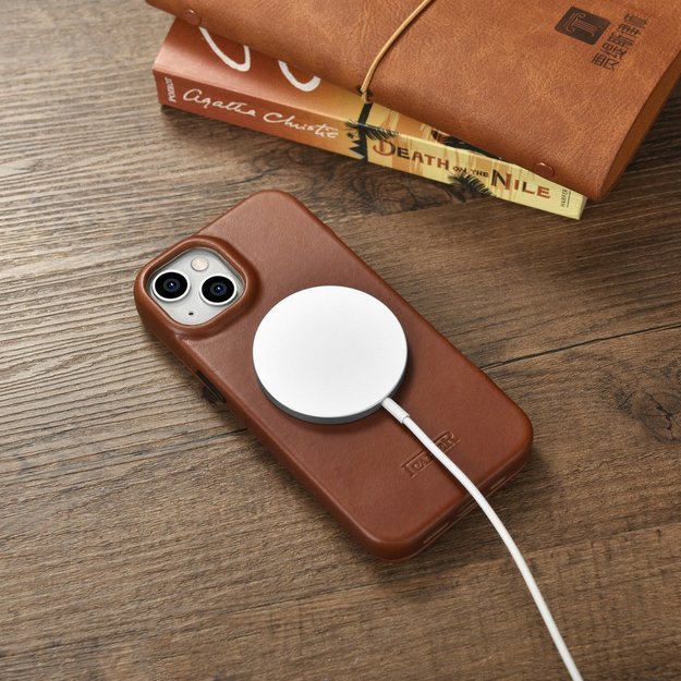 iCarer CE Oil Wax Premium Leather Folio Case iPhone 14 Plus magnetic flip case MagSafe brown (AKI14220707-BN) 16
