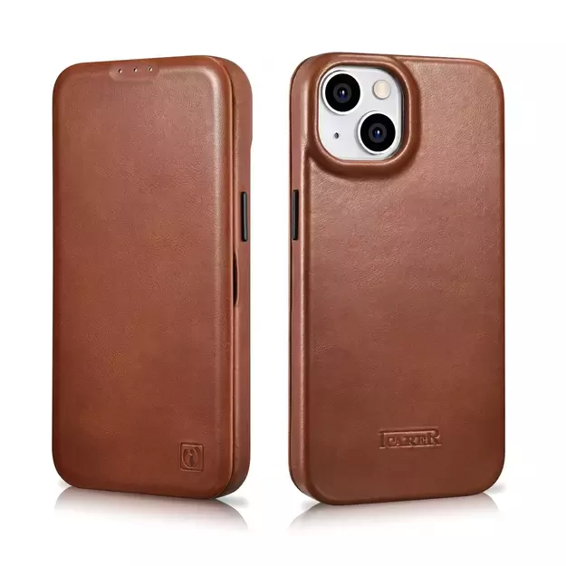 iCarer CE Oil Wax Premium Leather Folio Case iPhone 14 Plus magnetic flip case MagSafe brown (AKI14220707-BN) 11