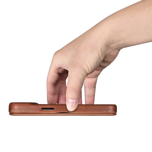 iCarer CE Oil Wax Premium Leather Folio Case iPhone 14 Plus magnetic flip case MagSafe brown (AKI14220707-BN) 23