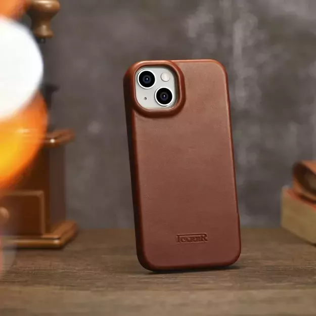 iCarer CE Oil Wax Premium Leather Folio Case iPhone 14 Plus magnetic flip case MagSafe brown (AKI14220707-BN) 7