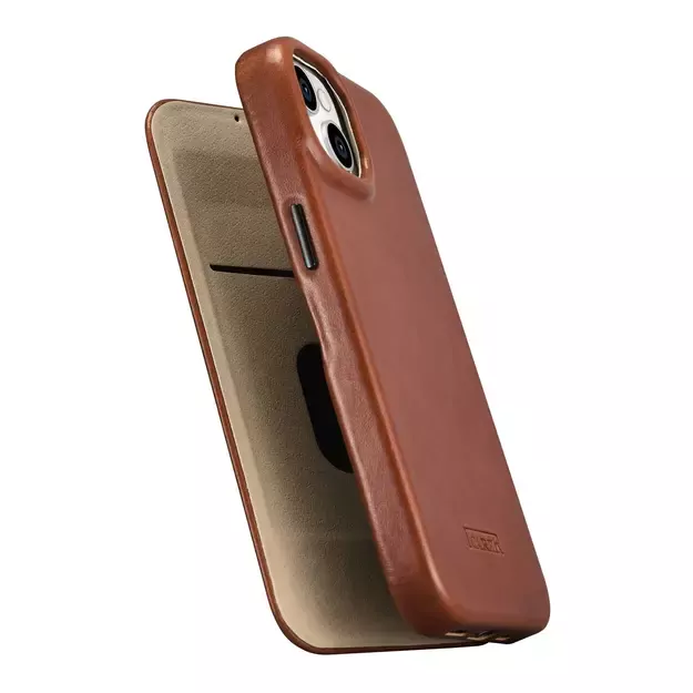 iCarer CE Oil Wax Premium Leather Folio Case iPhone 14 Plus magnetic flip case MagSafe brown (AKI14220707-BN) 55