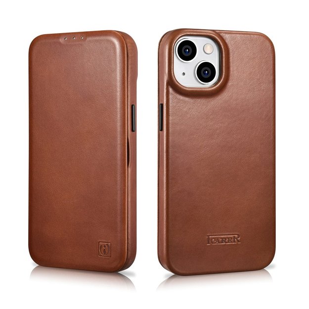 iCarer CE Oil Wax Premium Leather Folio Case iPhone 14 Plus magnetic flip case MagSafe brown (AKI14220707-BN) 26