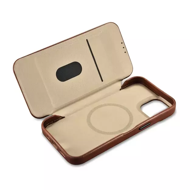 iCarer CE Oil Wax Premium Leather Folio Case iPhone 14 Plus magnetic flip case MagSafe brown (AKI14220707-BN) 62