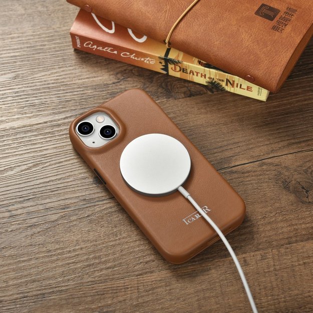 iCarer CE Premium Leather Folio Case iPhone 14 Plus Magnetic Flip Leather Folio Case MagSafe Brown (WMI14220715-BN) 51