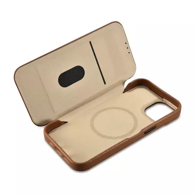 iCarer CE Premium Leather Folio Case iPhone 14 Plus Magnetic Flip Leather Folio Case MagSafe Brown (WMI14220715-BN) 15
