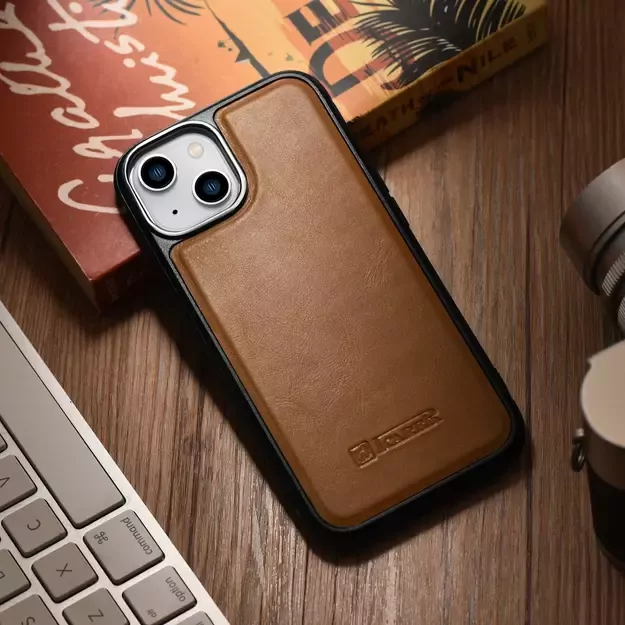 iCarer Leather Oil Wax case covered with natural leather for iPhone 14 brown (WMI14220717-TN) 25