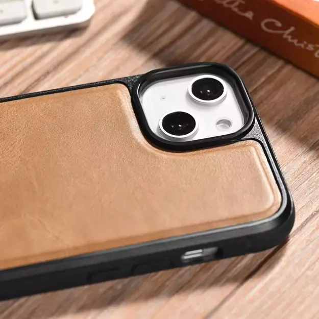iCarer Leather Oil Wax case covered with natural leather for iPhone 14 brown (WMI14220717-TN) 27