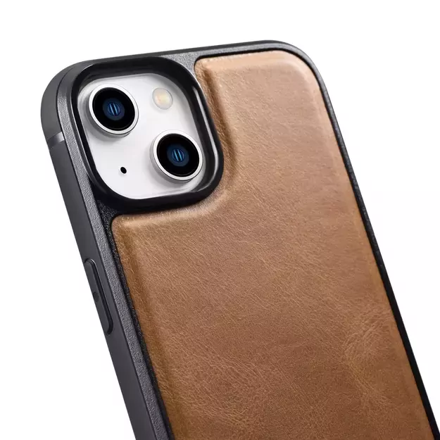 iCarer Leather Oil Wax case covered with natural leather for iPhone 14 brown (WMI14220717-TN) 24