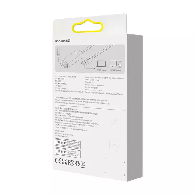 Baseus Lite Series adapter USB Type A - RJ45 LAN socket 100Mbps black (WKQX000001) 10