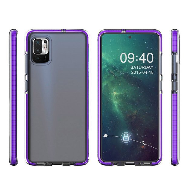 Spring Case clear TPU gel protective cover with colorful frame for Xiaomi Redmi Note 10 5G / Poco M3 Pro black 4